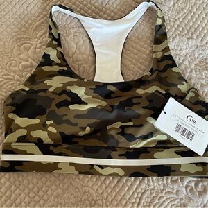 Zyia Green Camo Reflective Racer soft n snug bra - XL - brand new!